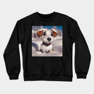 Jack Russell Terrier Puppy Dog In the Snow Crewneck Sweatshirt